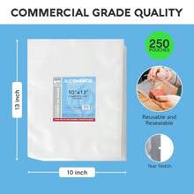 Avid Armor Bolsas selladoras al aspiradora Resistentes, sin BPA, cámaras precortadas para conservación de alimentos, almacenamiento de congelador, Sous Vide y más, 250 unidades 10 x 13 Bolsas de - como en la imagen - Ver 6