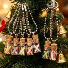 10pcs DIY Wishing Bottles Keychain Creative Glass Small Charm Pendants For Phone Backpack Pendants Couples Friends DIY Decor - Multicolor - View 1