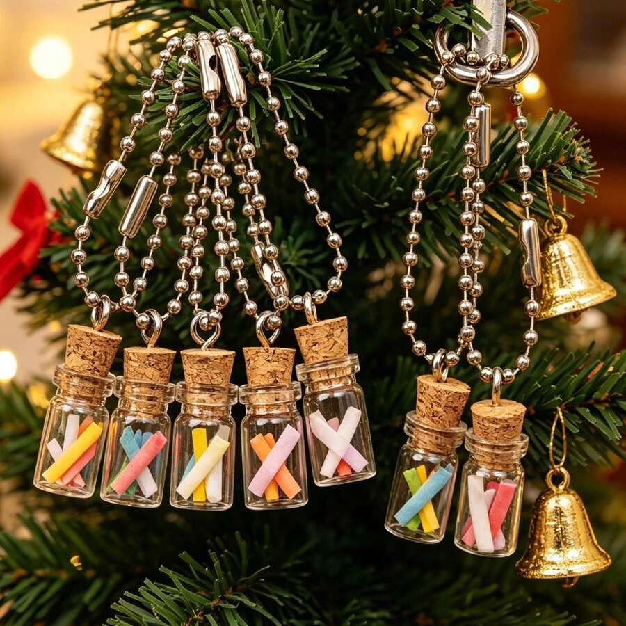 10pcs DIY Wishing Bottles Keychain Creative Glass Small Charm Pendants For Phone Backpack Pendants Couples Friends DIY Decor - Multicolor - View 1