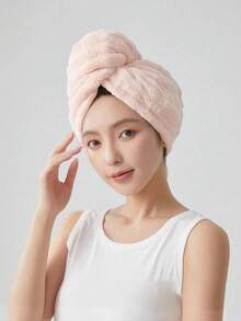 1pc Coral Fleece Thickened Absorbent Hair Drying Cap With Elastic Band, Minimalist Large Size Super Absorbent Hair Towel, Suitable For Long And Short Hair, Essential For Home Bath, Salon, Hotel, Sports, Women And Girls Quick Dry Hair Towel - Multicolor - View 7