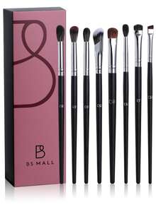 BS-MALL Precise Makeup Professional 12/8 Pcs Animal Hair Eyeshadow Brush Set - Black - View 9