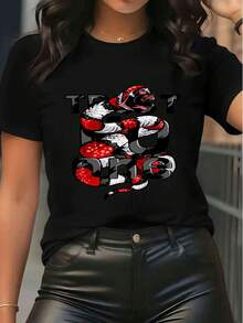 Women's Pure Cotton Short-Sleeve T-Shirt - Black - View 1