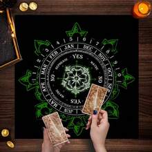 1 Peça Toalha de Mesa de Tarot com Fases da Lua Celestial, Pano de Altar com Roda Astrológica, Tapete de Adivinhação de Bruxaria para Leitura de Tarot, Meditação - Preto - Visão 7