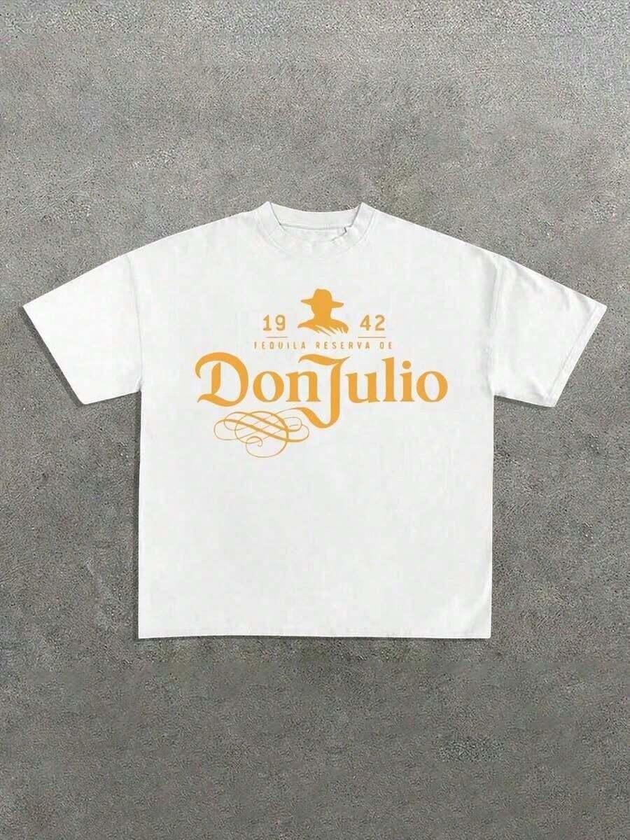 Don Julio Tequila T-Shirt, Oversized Graphic T-Shirt, Thick Cotton Casual Print T-Shirt, Summer Top, Bar Brand Merchandise, Free Shipping, Coquette Vintage Y2K Streetwear Oversized Style - 白色 - 查看 1
