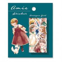 Amie Sticker アミ ステッカー かわいい フレークシール 水彩ガール 上質紙 日本製 - アンティークガール - チェックする 5