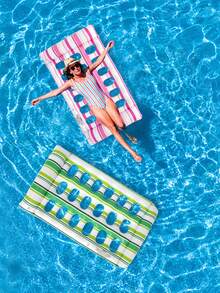1pc Striped Inflatable Pool Floating Bed, Breathable Floating Bed With Holes, Adult Sunbathing Lounge Chair, Inflatable Floating Raft, Suitable For Swimming Pool, Beach, Lake, Summer Vacation And Water Party - Multicolor - View 7