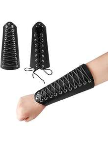 2 Guardias de brazo con relieve retro, guardias de brazo medievales, guardias de brazo de estilo punk, accesorios de ropa renacentista, disfraces de vacaciones, props de actuación de roles, adecuados tanto para hombres como para mujeres - Multicolor - Ver 3