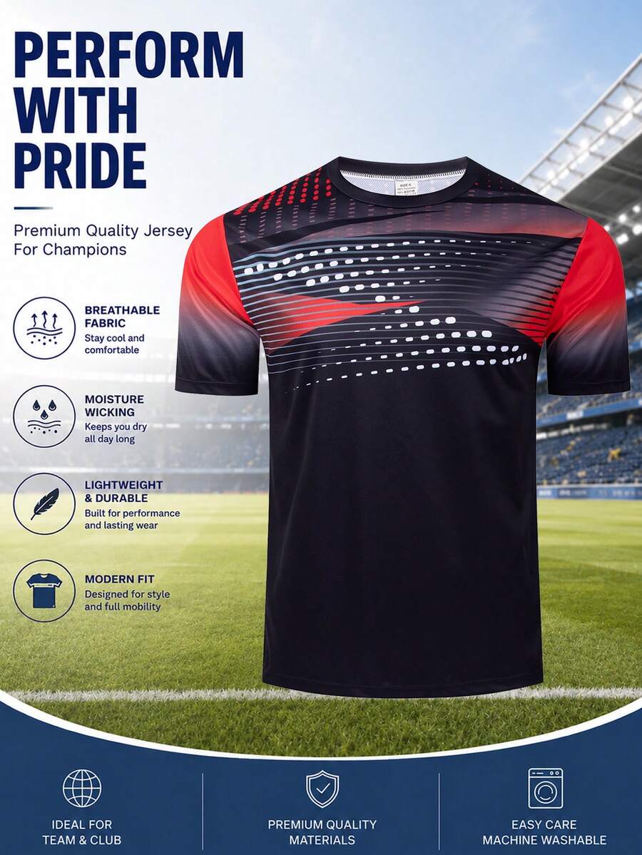 Blokecore Men's Football T-Shirt, Home Jersey | Breathable Quick-Dry Football Training Top Sports - Multicolor - View 1