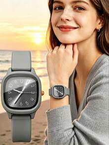 1 Set/1 Piece Women's Three-Color Square Dial Silicone Quartz Watch Set - Versatile Casual Accessory & Birthday Gift - Multicolor - View 2