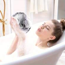 Unisex Soft Mesh Bath Sponge - Black & White Striped Exfoliating Body & Back Brush With Ergonomic Handle, Gentle Care For Sensitive Skin, Light Beige, Suitable For Bathing And Body Care, Body Bath Sponge, Sensitive Skin Light Beige Care - New Model - View 2