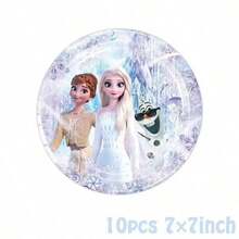 DOBBLE Juego de fiesta con tema Frozen de 51 piezas, vajilla desechable para fiesta de cumpleaños de 10 personas, incluye platos, vasos, servilletas. Decoraciones festivas, adecuadas para camping, picnic, barbacoa en el patio y montaje de fiesta, regalo perfecto para fans. Adecuado para comidas de Halloween, Navidad, Acción de Gracias y cumpleaños. También decoración perfecta para Halloween, Navidad, Acción de Gracias y fiesta, gran regalo sorpresa para fans. - Multicolor - Ver 5