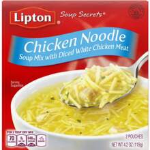 Lipton Secrets Chicken Noodle Soup Mix, Regular, 4.2 Oz, 2 Pouch Box, Pack Of 2 - Noodle - View 2
