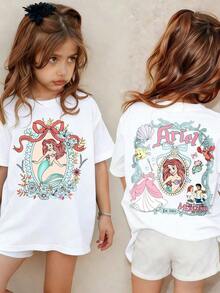 The Disney Little Mermaids Ariel Princess Summer T-Shirt Is Perfect For Teenagers And Children, And Is An Ideal Choice For Kids Visiting Disneyland. - 白色 - 查看 1