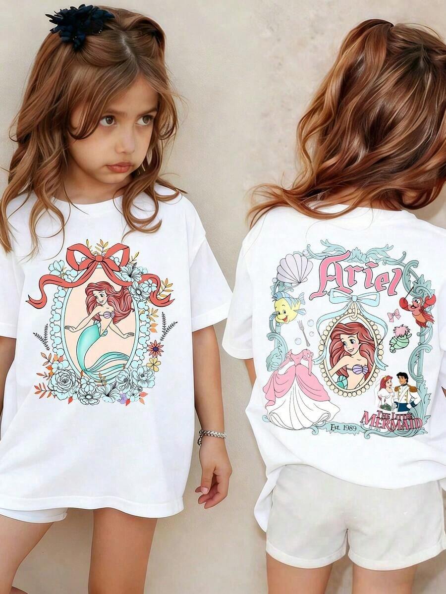 The Disney Little Mermaids Ariel Princess Summer T-Shirt Is Perfect For Teenagers And Children, And Is An Ideal Choice For Kids Visiting Disneyland. - 白色 - 查看 1