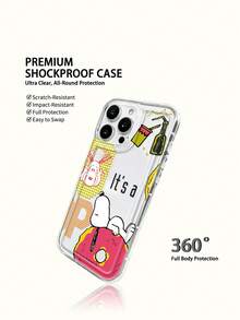 Miniso Snoopy 手機殼輕巧防滑防摔，透明設計適合夏季，卡通動漫風，適用於 iPhone 17 17Air 17pro 17promax 11 12 13 15 16pro 16promax 14Plus 15Plus 16Plus 15pro 16promax XR，送給親友的節日禮物 - 無色 - 查看 4