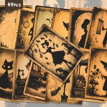 49pcs Gothic Style Character Postage Stamp Stickers, Vintage Card Face, Scrapbook, Notebook, DIY Water Bottle Decorative Stickers, Wholesale - Multicolor - View 1