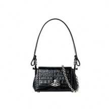 Vivienne Westwood Crocodile Pattern Embroidery Ladies Shoulder Bag 46030001W L0098 - 黑色46030001W L0098 - 查看 1