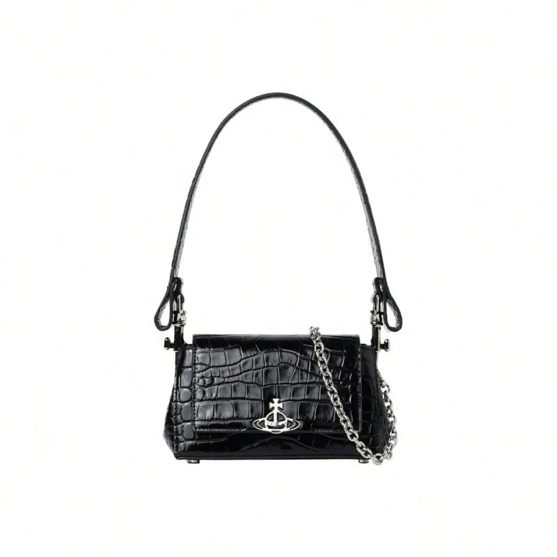 Vivienne Westwood Crocodile Pattern Embroidery Ladies Shoulder Bag 46030001W L0098 - 黑色46030001W L0098 - 查看 1