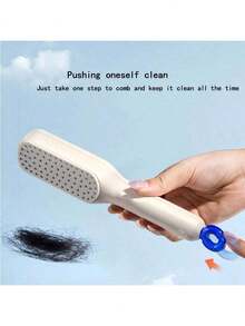 Self-Cleaning Hair Brush With Retractable Bristles - Plastic & Rubber Material, Suitable For Normal Hair Styling - Anti-Static, Gentle On Scalp, Easy To Clean Magic Hair Brush, Hair Styling Tool - Multicolor - View 6
