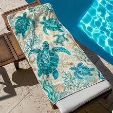 1pc/24pcs Watercolor Towel, Microfiber Oversized Beach Blanket, Super Absorbent Bath Towel, Suitable For Travel, Pool, Diving, Surfing, Yoga, Camping, Multiple Sizes, Beach Accessories, Applicable To Beach, Pool, Travel, Camping, Yoga - Sea Turtle - View 8