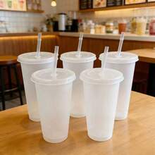 Single Layer PP Plastic Straw Cup Large Capacity 700ml Coffee Milk Juice Beverage Cup - Clear - View 5