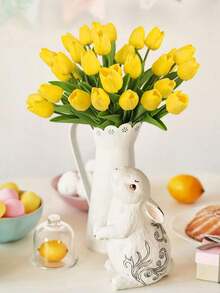 20pcs Artificial Yellow To Pink Gradient Tulip Flowers, Suitable For Home Decor, Valentine's Day Gift, Hotel, Party, Wedding, Tabletop Decoration, Beautiful But Odorless - Yellow - View 5
