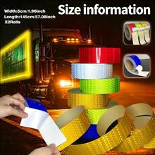 Car Reflective Tape, Car Warning Stickers, Reflective Film Protective Tape, Striped Film, Suitable For Trucks, Cars And Motorcycles (5cm*3 Meters) - Multicolor - View 1