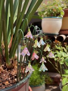 20pcs Lily Of The Valley Garden Decor Stakes,Garden Decorative Posts Evergreen Decor For Garden,Metal Lily Of The Valley Garden Stakes,Outdoor Yard Art Decor, Office Desk Decoration, With Resin Planter, Birthday Wedding Gift, Halloween, Christmas, Spring Decor, Fairy Garden Decor, Birthday Gift, Gardening Enthusiast Gift - Multicolor - View 1