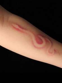 1 pieza Tatuaje temporal de línea serpentina con patrón abstracto de halo neón degradado, diseño de tatuaje simulado, adecuado para viajes, festivales de música, juegos, regalos de graduación, dura de 3 a 5 días - Multicolor - Ver 5