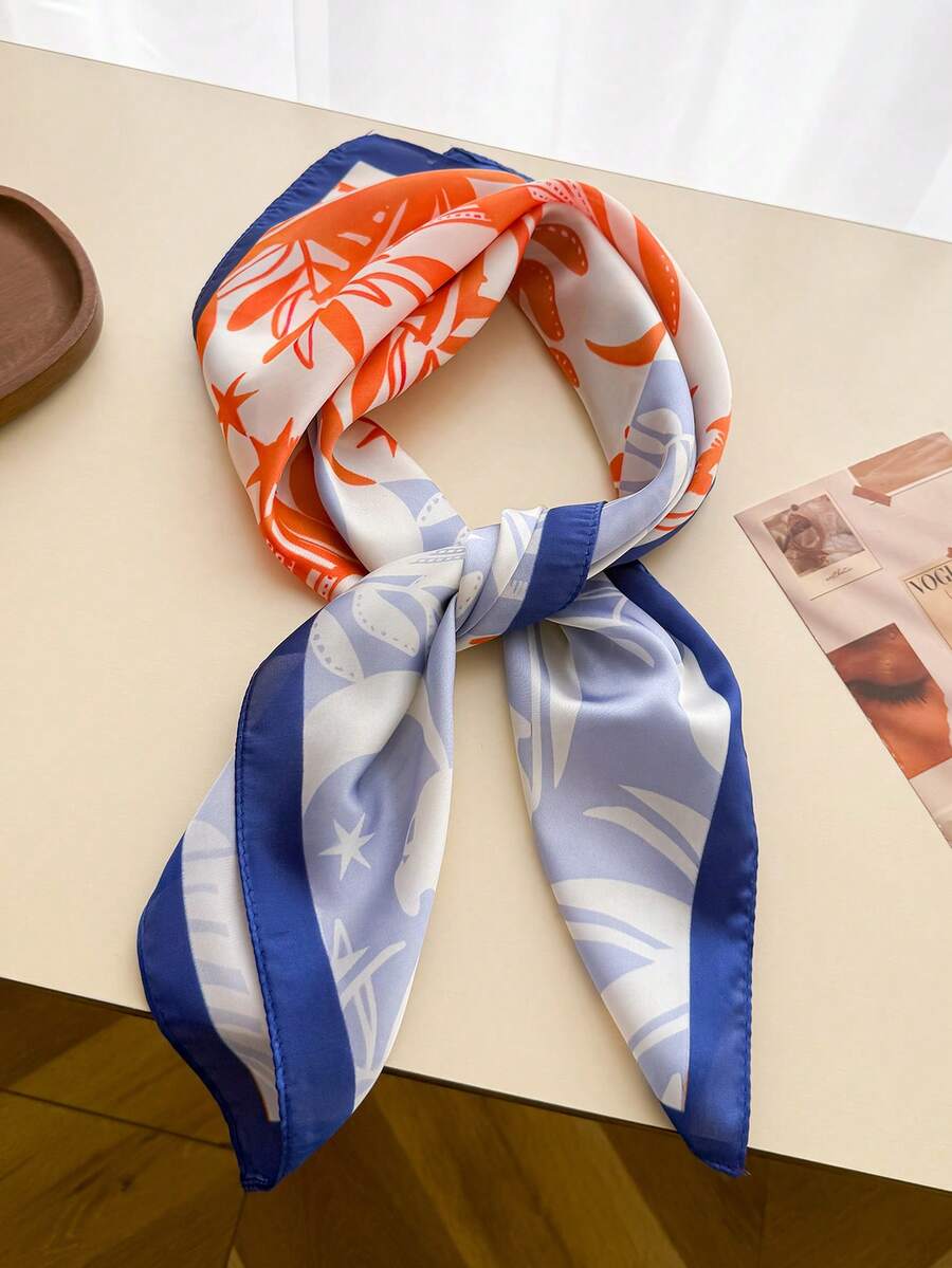 1 chiếc khăn vuông lụa giả satin mỏng phong cách vintage in họa tiết thanh lịch cho nữ, khăn quàng cổ nữ phong cách boho vintage thường ngày, khăn choàng, bandana nữ nhẹ mỏng thoải mái, dùng mặc hàng ngày và đi chơi mùa xuân hè - Nhiều màu - Xem 1