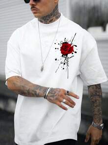 Camiseta Manfinity Homme para Hombre con Estampado de Rosas - Blanco - Ver 1
