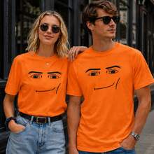 Anime Robot Robloxs Face T-Shirts, Funny Shirt ,Graphic Tees ,Crew Neck Short Sleeve T Shirts ,Women Clothing ,Harajuku T Shirts, Tee ,Summer Tops - 橘色 - 查看 1