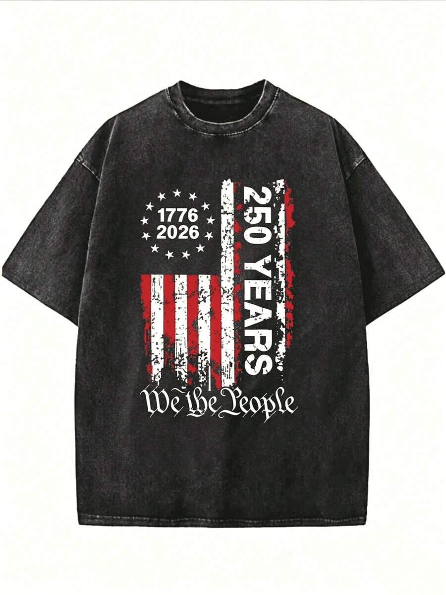 250Th Anniversary USA Shirts For Men American Flag T-Shirt 4Th Of July Shirt 250 Years Birthday Patriotic Tops Camisas Para Mujer Graphic Tees Cotton Tops Women Men Camisetas Para Mujer - Đen 1 - Xem 1