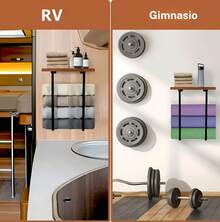 Questo porta asciugamani da bagno presenta un ripiano in legno e un design minimalista. Ha capacità per asciugamani di diverse dimensioni ed è ideale per spa, saloni di bellezza e piccoli bagni. - Castano - Visualizzare 4