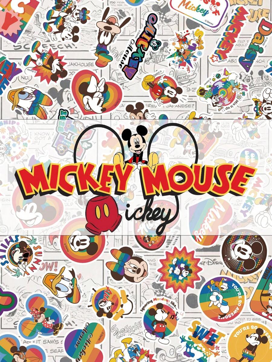 Disney | 50 miếng nhãn dán hoạt hình dễ thương Mickey Mouse và bạn bè Minnie Goofy cầu vồng vui vẻ, nhãn dán DIY cho ô tô, nhật ký, sổ lập kế hoạch, vali, điện thoại, laptop, sổ tay, bình nước, hành lý, ván trượt, graffiti, quà tặng vui nhộn cổ điển cho ngày Lễ Tạ ơn, Giáng sinh, sinh nhật, năm mới, tiệc trường học, thiệp chúc mừng, trang trí, nhà cung cấp - 1 Set - Xem 1