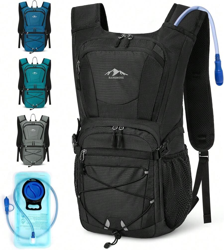 Hydration Backpack With 2L Water Bladder, 15L Lightweight Hiking Backpack For Women & Men Small Insulated Hydration Water Pack For Hiking, Running, Cycling, Biking, Black - Nhiều màu - Xem 1
