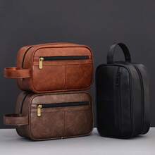 Una bolsa de aseo para hombres de alta calidad, estilo minimalista vintage, con gran capacidad de almacenamiento duradera, bolsa portátil para artículos de aseo y maquillaje para viajes, negocios, gimnasio, con diseño de múltiples compartimentos, adecuada como regalo para hombres - Multicolor - Ver 1
