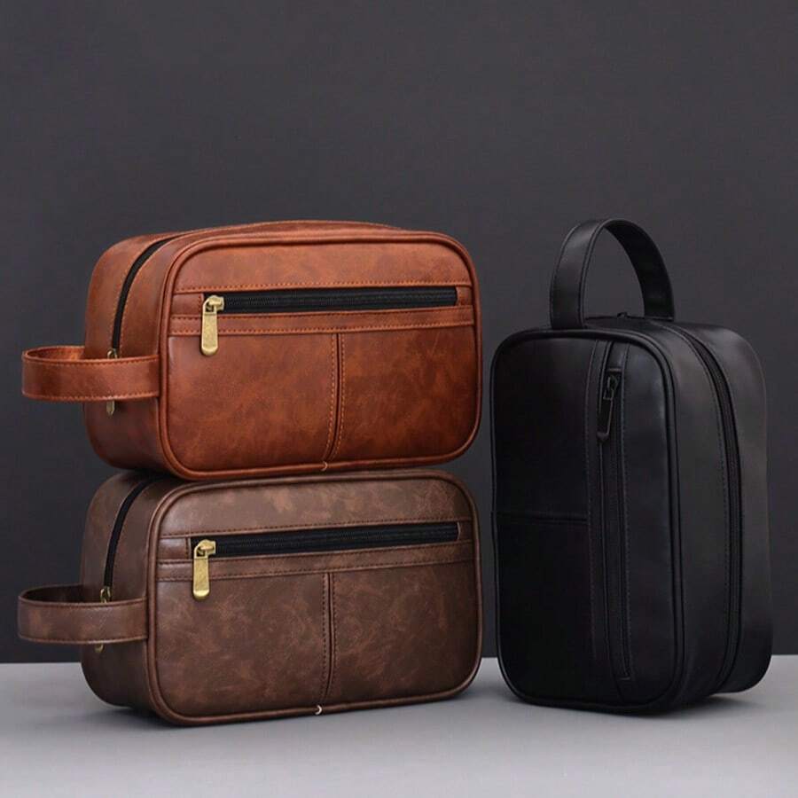 Una bolsa de aseo para hombres de alta calidad, estilo minimalista vintage, con gran capacidad de almacenamiento duradera, bolsa portátil para artículos de aseo y maquillaje para viajes, negocios, gimnasio, con diseño de múltiples compartimentos, adecuada como regalo para hombres - Multicolor - Ver 1