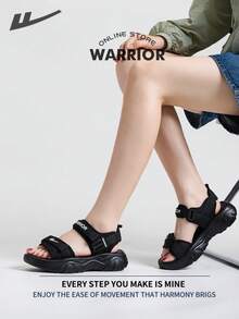 Warrior Summer Women's Sports Sandals Are Comfortable Soft Soled, Fashionable, Versatile, Low-Key Style, Casual, Outdoor Travel, Commuting, Multi Occasion Beach Walking Sandals - Black - View 3