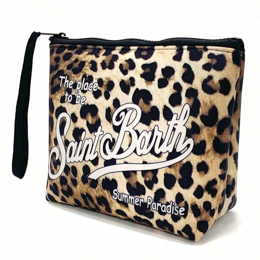 St. Barth Women's Handbags, Leopard Print Clutch Bags, European And American Casual Style, Denim Houndstooth Clutch Bags, Striped Clutch Bags. - Họa tiết da báo đen - Xem 1