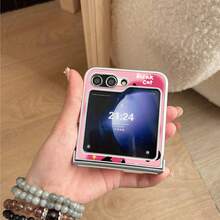 1個粉色愛心貓咪PC折疊手機殼，適用於 Galaxy Z Flip7/ZFlip6/ZFlip5/ZFlip4/ZFlip3/Z FE，磁吸保護套 - 彩色 - 查看 4