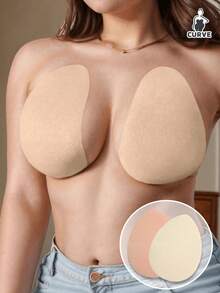 4pcs/Set Women's Plus Size Non-Woven Fabric Teardrop Lift-Up Invisible Seamless Nipple Covers, Suitable For Wedding Dress Photography, Etc. - Multicolor - View 1