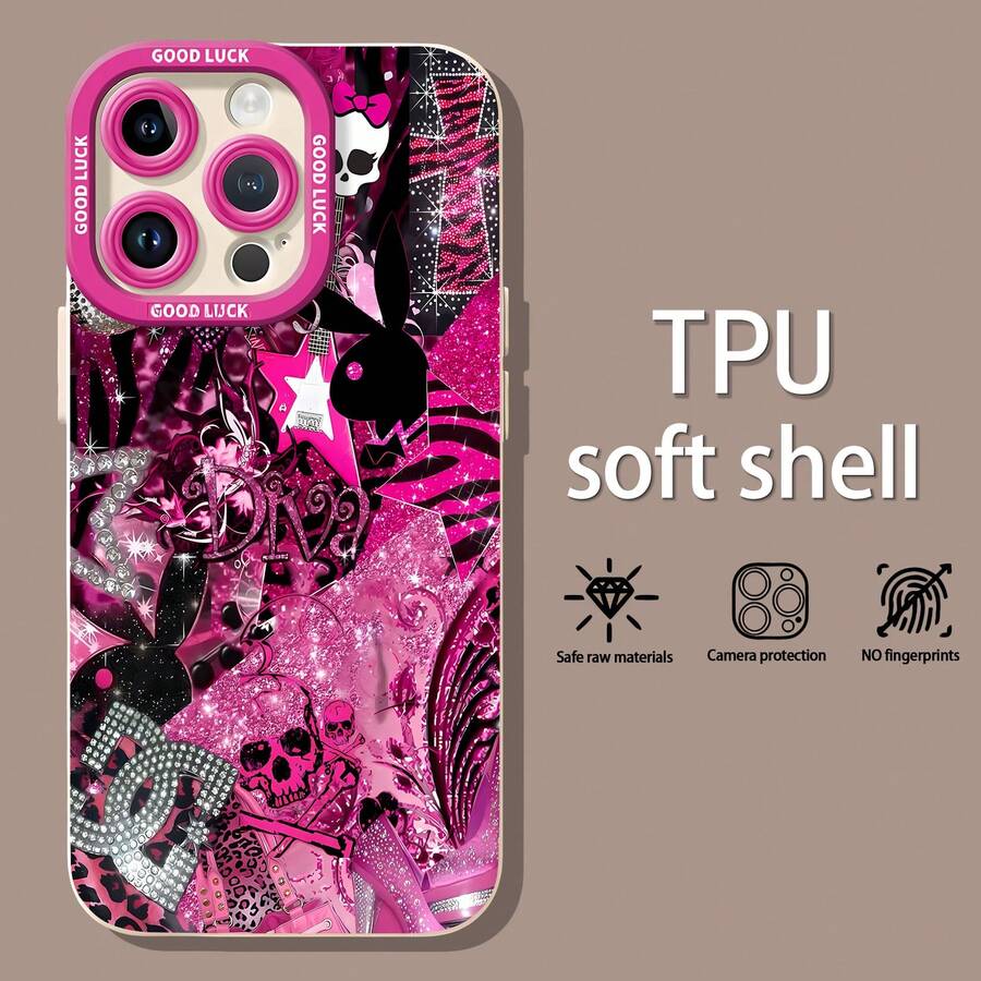 y el conejito de punk rosafunda de teléfono Fundas compatibles con ,Apple,VIVO,OPPO,,, y Honor.Fabricadas en silicona TPU,ofrecen protección contra golpes y caídas.correa para celular - Blanco - Ver 1