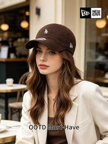 New Era 高級棕色 LA Dodgers 棒球帽，UPF50+ 防曬可調節帽子，適合中性色調和大地風格愛好者 - 咖啡棕 - 查看 3
