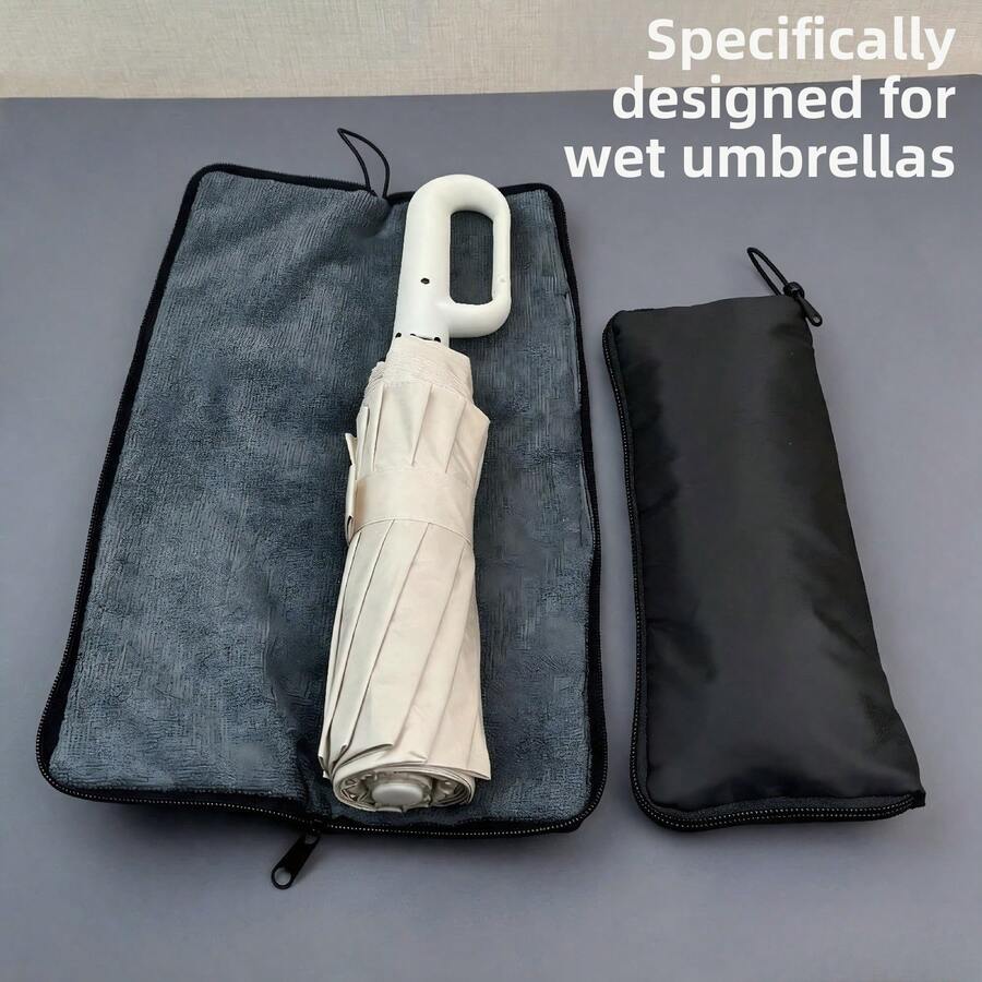 牛津布旅行雨傘袋，超強吸水微纖維材質，便攜式可折疊防水雨傘套，正反兩面可用，適用於旅行、居家、戶外活動
