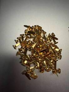100个/200个金色迷你铆钉纸扣 - 光滑圆形和星形 - 多用途剪贴簿装饰和办公用品，适用于工艺品、DIY项目、文件整理、计划本、文具、情人节手工装饰品 - 彩色 - 查看 11