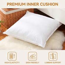 Hypoallergenic Polyester Throw Pillow Insert Soft Supportive Square Cushion Inner Core For Sofa Bed Home Hotel Decor - 18x18 Inches (45x45cm) - View 3