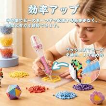 ビーズペン パーラービーズ 2.6mm 自動プレスクラフトメーカー アイロンパーラー豆ペン ヒューズビーズペン 簡単プレスビーズツール 豆ディスペンサー パーラービーズツール 簡単 透明 ホビー 超滑らかな 時間節約 DIYパズルツール ピンクアイロンビーズ - 写真の通り - チェックする 4