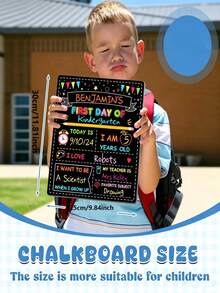 1/2Pcs Double-Sided First Day Of School Sign Board, 12 * 10 Inches Back To School Sign, Reusable Color Painting First And Last Day Of Preschool Board - Multicolor - View 2