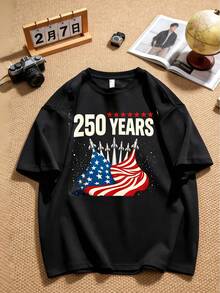 Short-Sleeved Garment With A Simple Frame Pattern For The US 250th Anniversary, For Everyday Wear. R9MW - 無色 - 查看 7